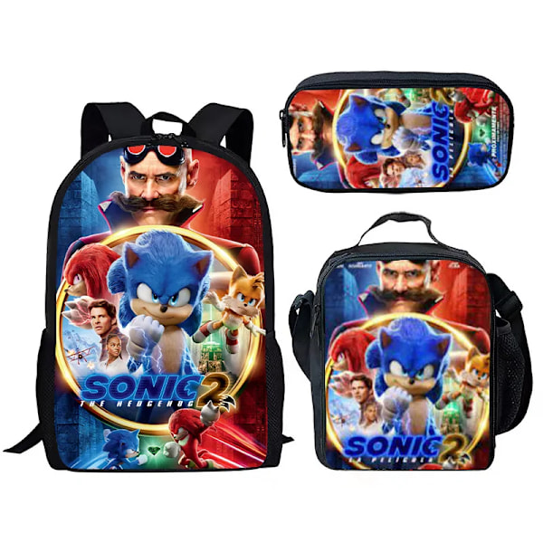 Ny Sonic barneskoleveske animert 3d-trykt ryggsekk Sonic barnes ryggsekk i tre sett Y #43