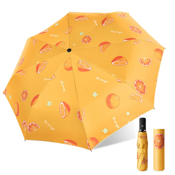 8 Rib sammenleggbar reiseparaply, automatisk åpnings- og lukkeknapp, UV-bestandig paraply med ergonomisk håndtak, bærbar paraply for menn og kvinner,