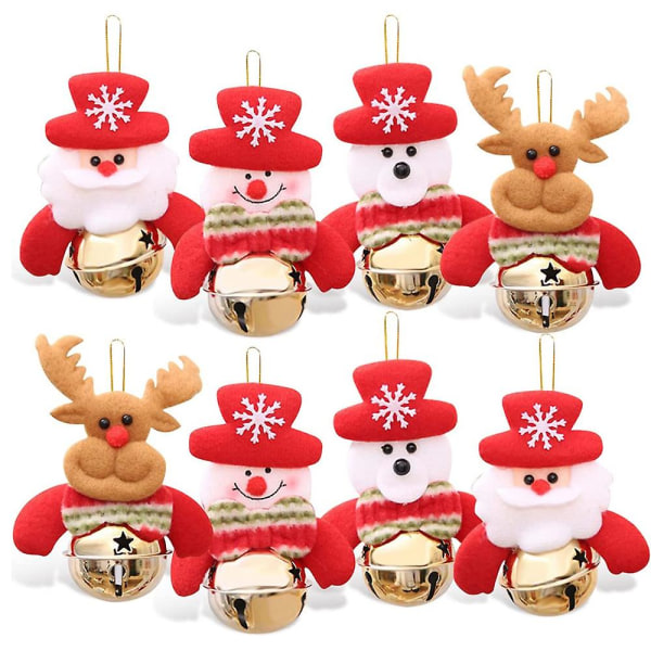 8 juldekorationstillbehör, inklusive en julgransdocka för festlig dekoration