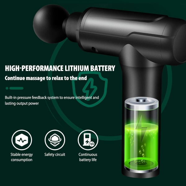 Lihasmassageri LED-latausindikaattorilla, 6 hierontapäätä