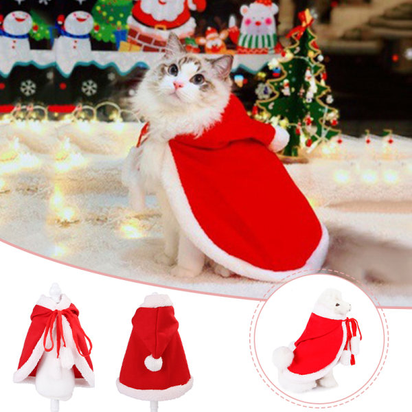 Julhusdjurskappa Santa Cape Mjuka Hundar Klassisk Söt Pet Klänning Outfit Rolig Bekväm Kappa För Hund Katt Röd M