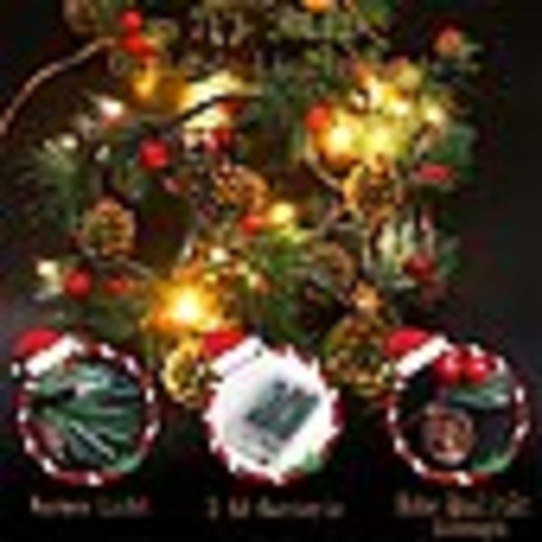 LED julgransljus, furuljus, röda bär med c