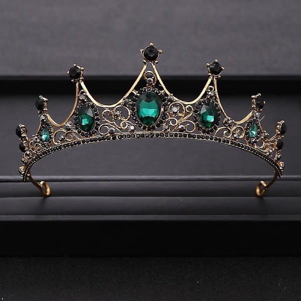 Vintage Green strassit Crystal Wedding Crown morsiamen tiara