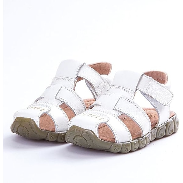 Unisex børnesandaler i blødt læder med lukket tå hvid white 35