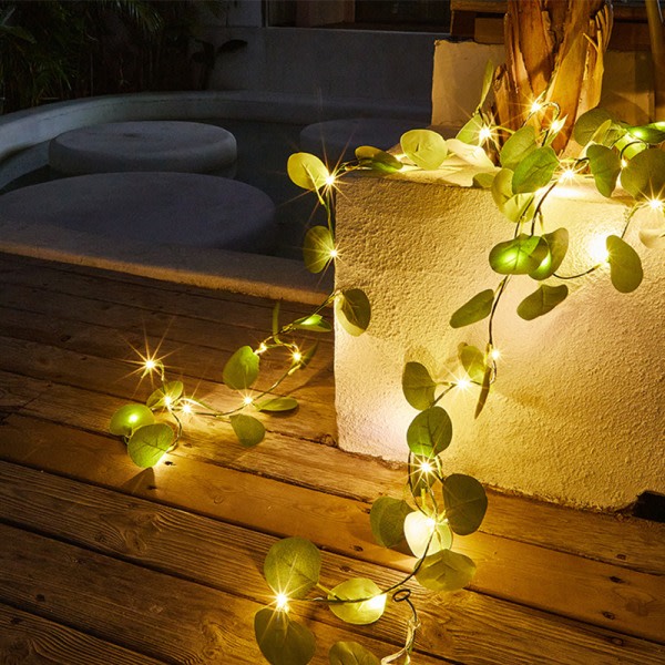 Green Ivy Leaves Fairy String Lights Batteridrevet 9