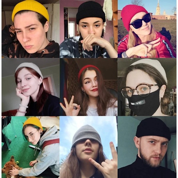 Mode Hip Hop Beanie Stickad Mössa Herr Skalmössa Kvinnor Vinter Varm Brättelös Baggy Melon Cap Manschett Docker Fisherman Beanies Hatt Charcoal Gray