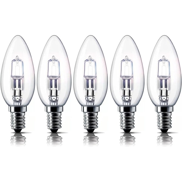 E14 42W halogenlampe eller Small Edison Skruvlampa (SES) 2700K Varmvit Dimbar Pack om 5 [Energiklass C]
