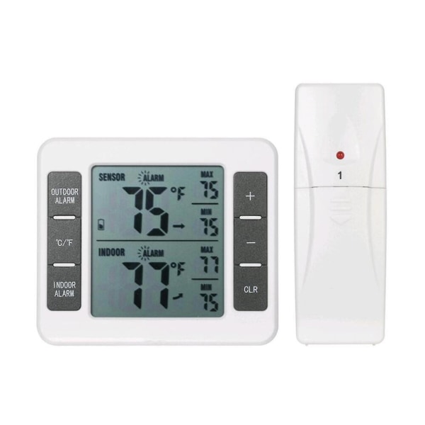 Utomhustemperaturmätare med trådlös sensor Digital temperaturmätare Max & Min Rekordstor LCD-skärm för kontor i hemmet i sovrummet (2-