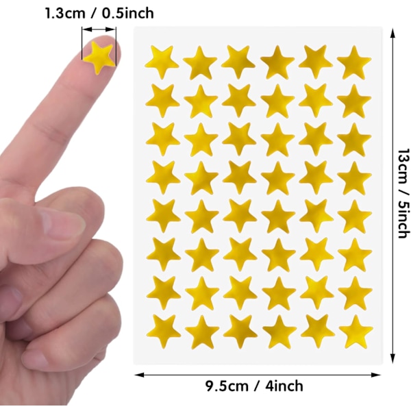 1440 Golden Star-klistremerker belønningsklistremerker, 13 mm selvklebende