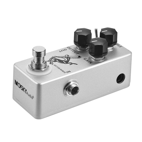 Moskyaudio Silver Horse Overdrive Boost -kitaran efektipedaali, täysi metallikuori, True Bypass (väri: valkoinen)