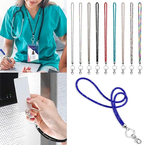 Rhinestone Telefon Lanyard Krystal Kæde Stropper SVART SVART black black