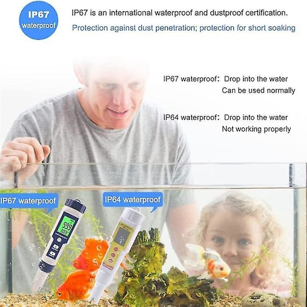 Pool Salt Testare, Digital Salthaltsmätare, Hög Noggrannhet 5 i 1 Salthaltstestare för Saltvatten, IP67 Vattentätt Test Kit