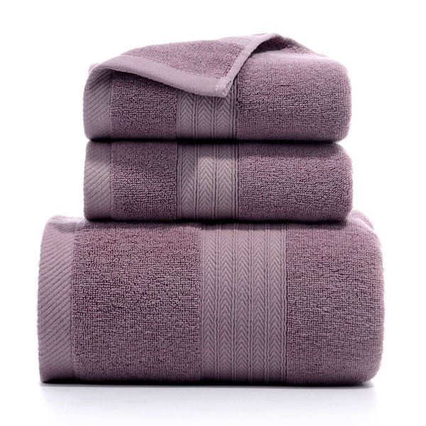 Håndklesett med 3 badehåndklær i bomull, myke og absorberende badehåndklær, spa-såpeklut 34*74cm håndkle badehåndkle 70*140cm purple