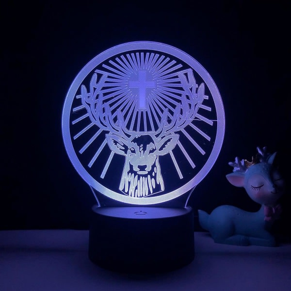 Jagermeister Nattlampa 16 farger med fjernkontroll 3d Illusion Lampa Dekorativ festlampe for barns soverom -- svart