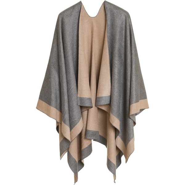 Dame Sjal Wrap Poncho Ruana Cape Cardigan Sweater Åben Front