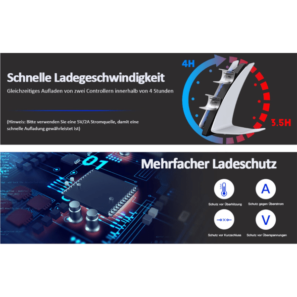 PS5-ohjaimen lataustelakka, 2 tunnin pikalataus LED-valoilla