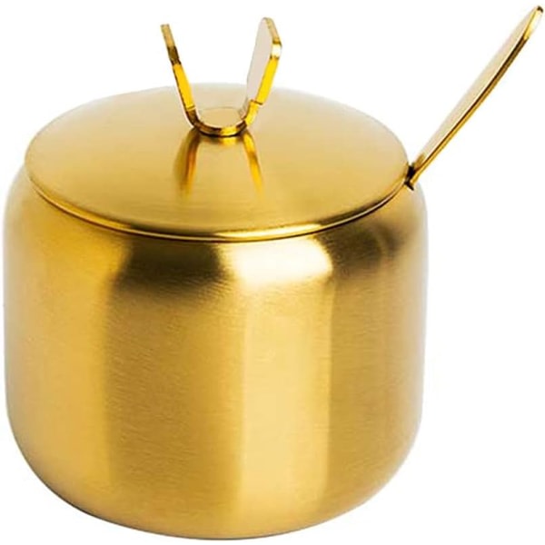 Sugar bowl in stainless steel Spice jar for storing spice pot with lid spoon