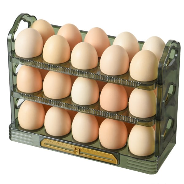 Ägghållare för kylskåp rymmer 30 antal ägg 3-lagers kylskåp Äggbehållare för kylskåpsdörr Jadeite Transparent Green