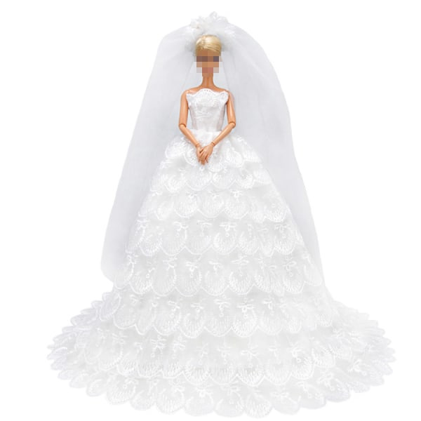 2 stk. 30 cm Barbie Dukke Tøj Luksus Mode Ni-lags Bryllup D
