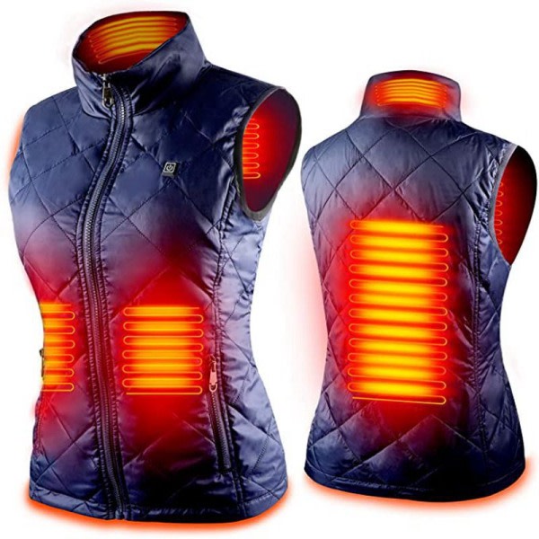 Naisten lämmitetty liivi 4 lämmitysvyöhykkeellä, selkä vatsa, kaulanlämmitin takki laivastonsininen XL