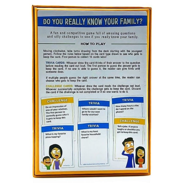 Fest Känner du verkligen din familj? Familjefestspelkort för konversationsöppnare