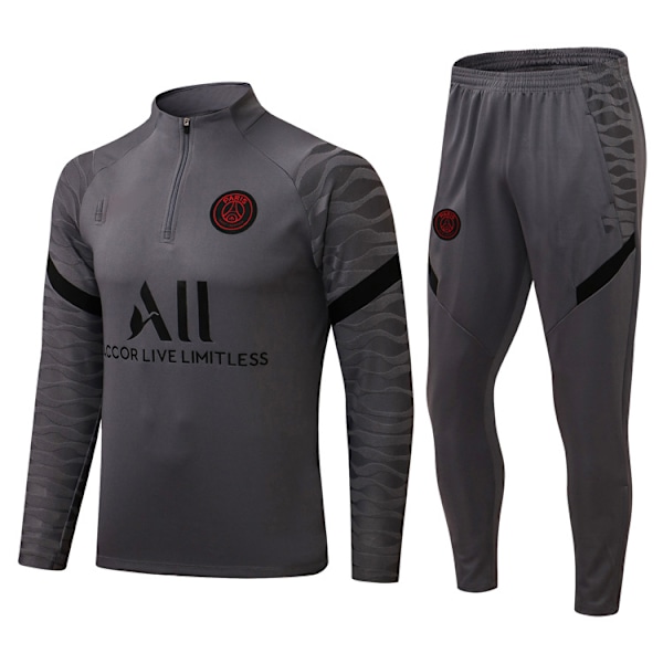 Paris, Atletico Madrid, Inter Milan, Liverpool, Marseille Brasilien Pitkähihainen Paita, Verryttelypuku Aikuisille ja Lapsille, Set Harmaa grey grey fourteen