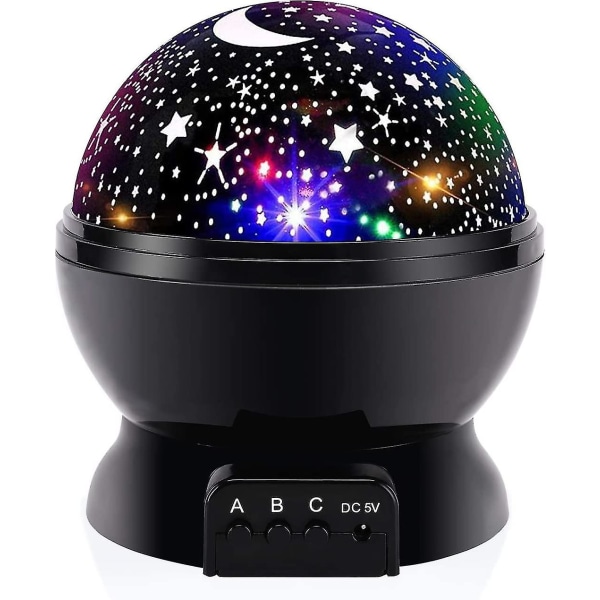 Yövalo lapsille, lasten yövalo, tähti yövalo, Nebula Star -projektori 360 asteen kierto - 4 led-lamppua, 12 valon värin vaihto USB ohjaamolla