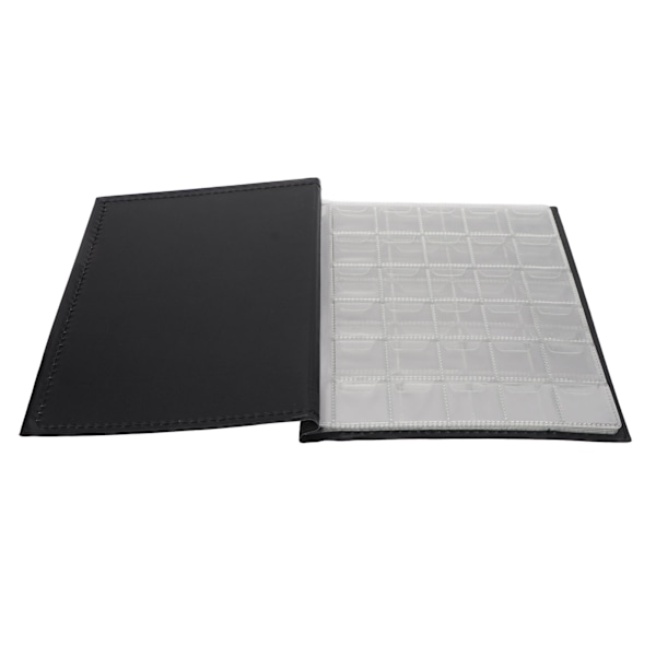 Myntsamlaralbum med 250 lommer, transparent PVC, tyk, vandtæt, sort