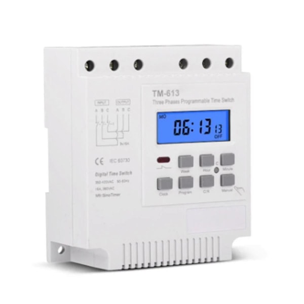 Trefaset 380v 415v Programmerbar Timerbryter med Bakgrunnsbelysning