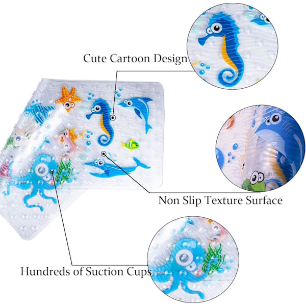 Badmattor för badkar för barn - Stora tecknade halkfria badrumsbadkar