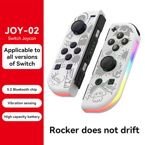 Med RGB-belysning Nintendo Switch JOYCON er kompatibel med original fitness Bluetooth-kontroller NS-spill venstre og høyre små håndtak jetvit