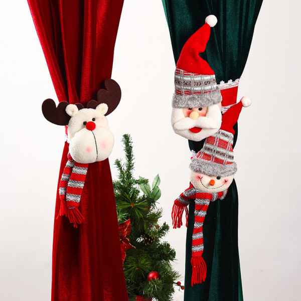 Christmas Curtain Buckles Santa Claus Tiebacks Snowman Elk Christmas Curtain Tiebacks Curtain Tieback Xmas Home Hotel Window Decorations