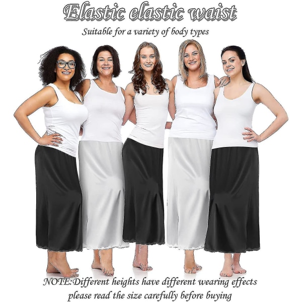 2 stk. Halv Slip Spids Lang Underkjole Dame Satin Halv Slip Halv Slips Til Under Kjoler Slip (FMY)