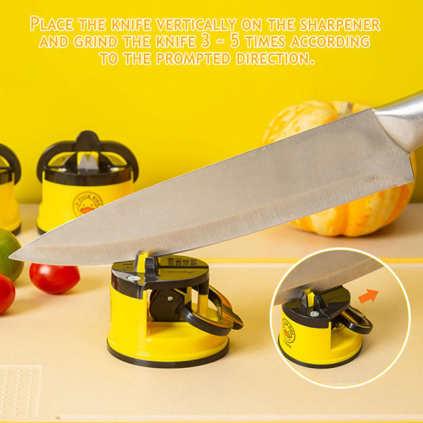 Sugkoppsknivar Slipning Multifunksjonella Hushållsslipverktøy Praktiska kjøkkensprylar Gul