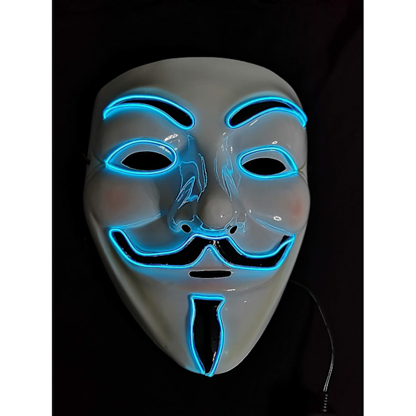 Mask med LED, V För Vendetta, Vit