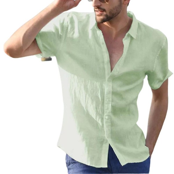 Miesten topit Summer Beach Lyhythihainen napillinen rento paita Vihreä S