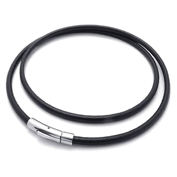 Smycken Herrhalsband - Kedja - 3 mm sladd - Pu-läder - Kompatibel med män - Färg Svart Silver - Med Gift Ba Black(45cm)