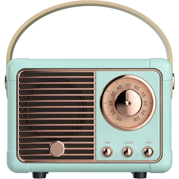 Retro Bluetooth-højttaler, vintage-indretning, mini trådløs Bluetooth-højttaler, sød gammeldags stil til køkkenbord, soveværelse, kontortilbehør (blå) color