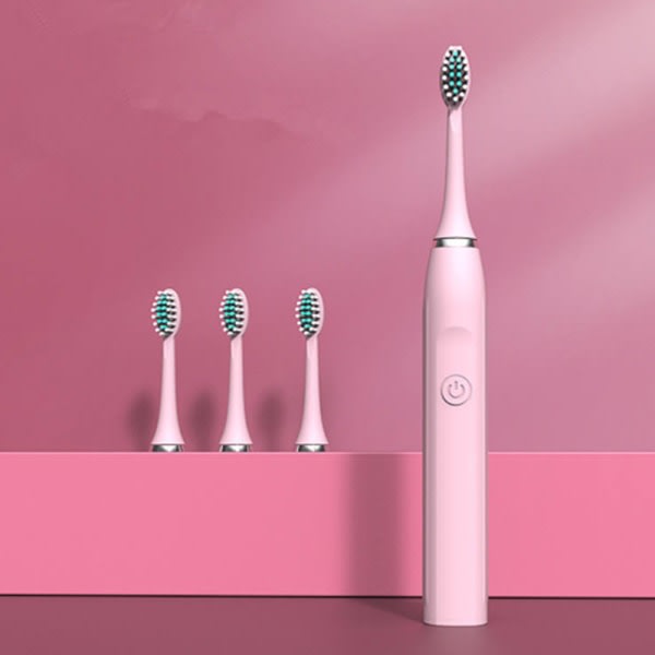 Elektrisk tandborste Aa batteridrevet tandborste med 5 positioner Rosa