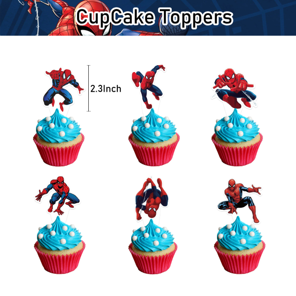 Spider-Man tema bursdagsfest dekorasjon Flagg kake Sett inn ballong Spiral Charm Se Suit 7: