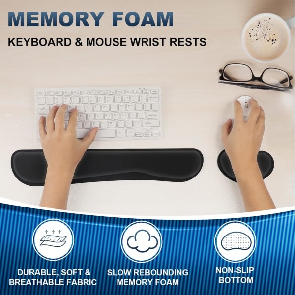 Rabatttangentbord handledsstöd, Memory Foam handledsdyna för tangentbord,