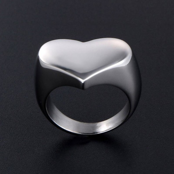 Personlig mode titanium stål ring hjerte-form