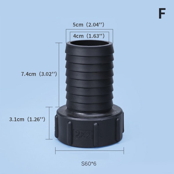 1/2\" til 2\" Vann IBC Tank Adapter Hageslange Adapter Kran Tilkobling F