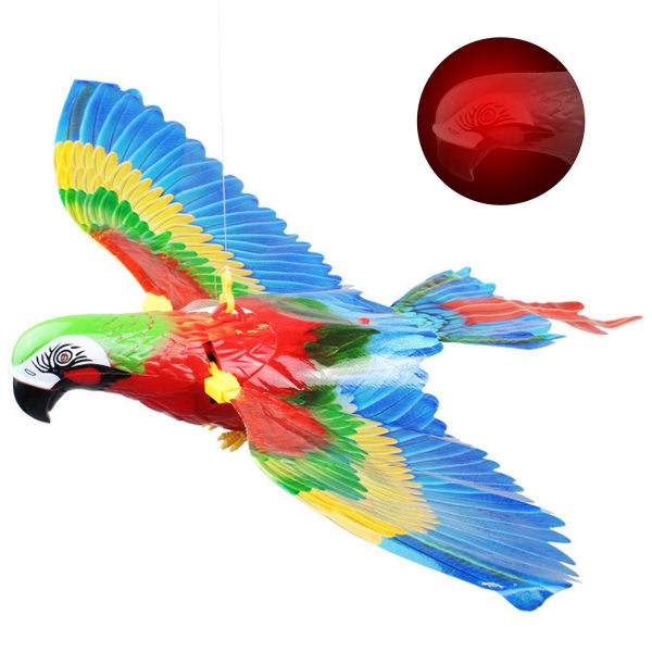 Simuleringsfågel interaktiv kattleksak för inomhusskatter, automatisk hängande örn Flygande fågel Rolig katt interaktiv leksak（Med ljus och musik）