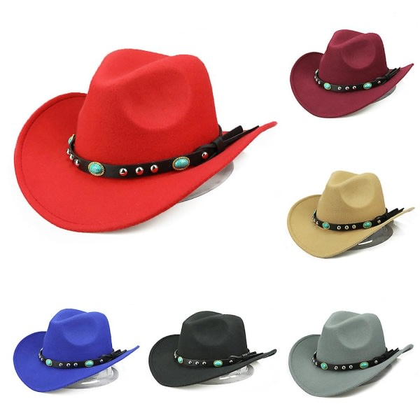 Fashion Rivet Roll Up Wide Brim Western Cowboy Cowgirl Hat As