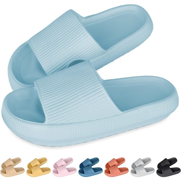 Kvinders Tykke Platform Sky Slippers Himmelblå himmelsblå 42-43