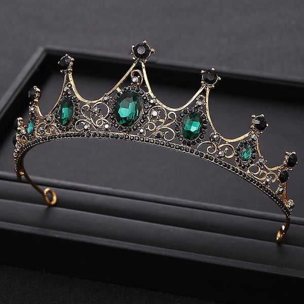 Vintage Green strassit Crystal Wedding Crown morsiamen tiara