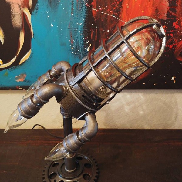 Steampunk Rakett Lampe LED Flamme Light Nattlampa Vintage industriell dekorasjon
