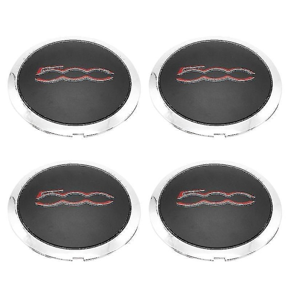 4 stk 133 mm Navkapsler til Fiat 500 Hjul Sentral Navkapsel Sett 68078419AC 68078421AC Støvdeksel 51884863, svart rød