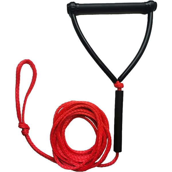Vannskitau, Wakeboardtau med 12" EVA flytende håndtak for barn, 1-seksjon med lav strekk, 24 fot, rød